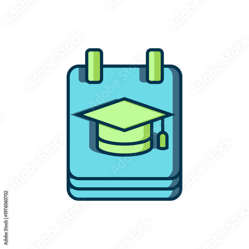 Filled outline Online education and graduation icon isolated on white background. Online teacher on monitor. Webinar and video seminar learning. Flat filled outline style with shadow. Vector