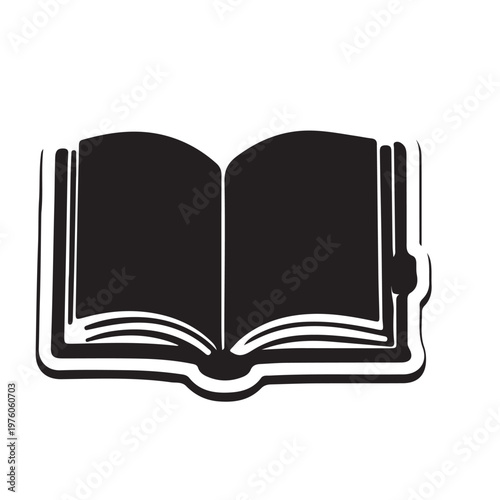 An isolated vintage open book vector illustration featuring blank white pages and a bookmark to represent an antique diary or school textbook for education and literature knowledge