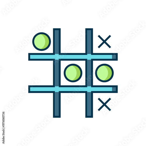 Filled outline Tic tac toe game icon isolated on white background. Flat filled outline style with shadow. Vector