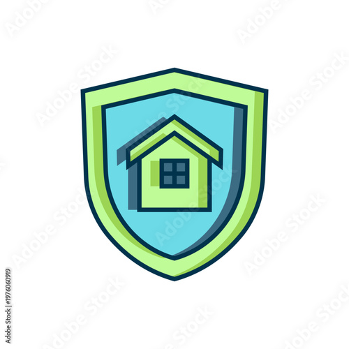 Filled outline House with shield icon isolated on white background. Insurance concept. Security, safety, protection, protect concept. Flat filled outline style with shadow. Vector