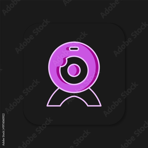 Filled outline Web camera icon isolated on black background. Chat camera. Webcam icon. Flat filled outline style with shadow. Vector