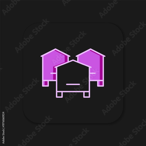 Filled outline Hive for bees icon isolated on black background. Beehive symbol. Apiary and beekeeping. Sweet natural food. Flat filled outline style with shadow. Vector