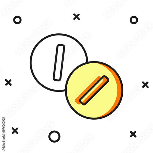 Filled outline Toothache painkiller tablet icon isolated on white background. Tooth care medicine. Capsule pill and drug. Pharmacy design. Flat filled outline style with shadow. Vector