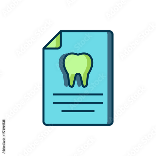 Filled outline Clipboard with dental card or patient medical records icon isolated on white background. Dental insurance. Dental clinic report. Flat filled outline style with shadow. Vector