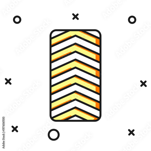 Filled outline Car tire wheel icon isolated on white background. Flat filled outline style with shadow. Vector