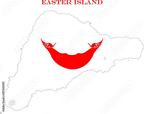 Easter Island Map Flag Rapa Nui National Vector Outline Design