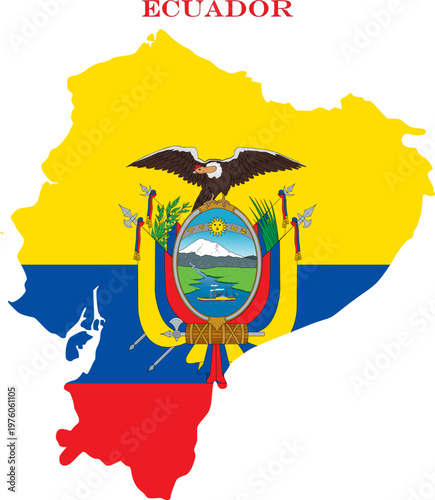 Ecuador Map Flag South America National Vector Outline Design