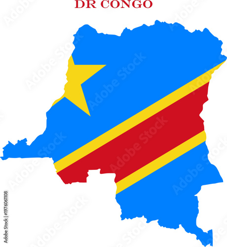 DR Congo Map Flag Central Africa National Vector Outline Design
