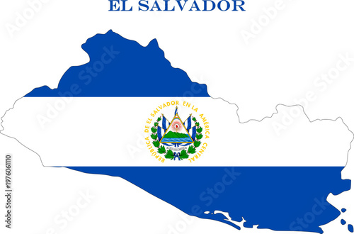 El Salvador Map Flag Central America National Vector Outline