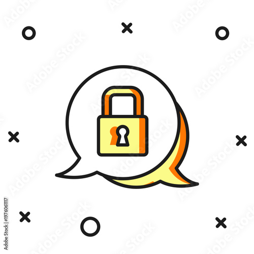 Filled outline Lock icon isolated on white background. Padlock sign. Security, safety, protection, privacy concept. Flat filled outline style with shadow. Vector