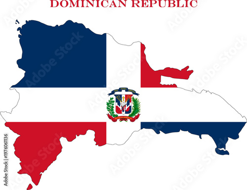 Dominican Republic Map Flag Caribbean National Vector Outline