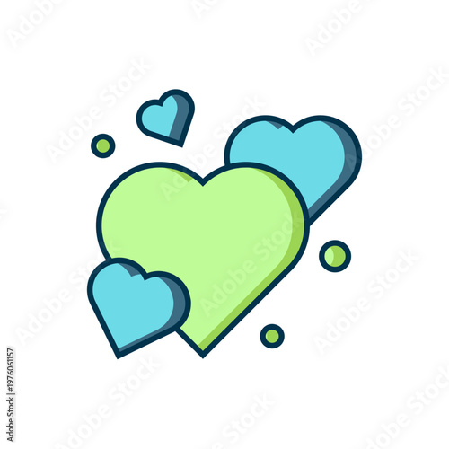 Filled outline Heart icon isolated on white background. Romantic symbol linked, join, passion and wedding. Happy Valentines day. Flat filled outline style with shadow. Vector