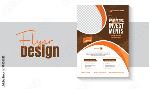Professional real-estate home sale flyer layout template design for a agency