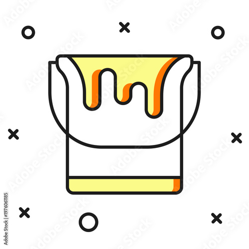 Filled outline Paint bucket icon isolated on white background. Flat filled outline style with shadow. Vector