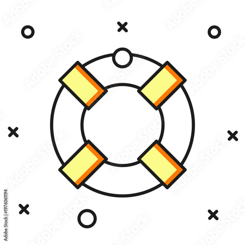 Filled outline Lifebuoy icon isolated on white background. Lifebelt symbol. Flat filled outline style with shadow. Vector