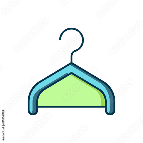 Filled outline Hanger wardrobe icon isolated on white background. Cloakroom icon. Clothes service symbol. Laundry hanger sign. Flat filled outline style with shadow. Vector