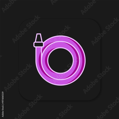 Filled outline Garden hose icon isolated on black background. Spray gun icon. Watering equipment. Flat filled outline style with shadow. Vector