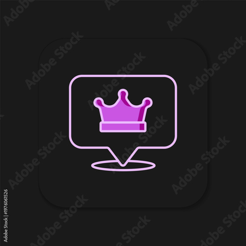 Filled outline King crown icon isolated on black background. Flat filled outline style with shadow. Vector