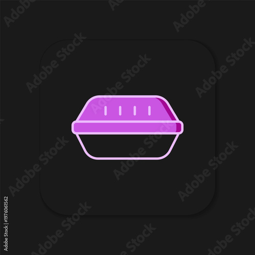 Filled outline Lunch box icon isolated on black background. Flat filled outline style with shadow. Vector