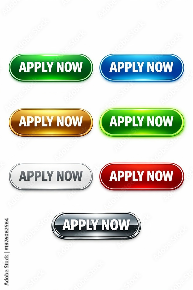 Fototapeta premium Colorful apply now buttons in various designs and styles