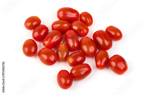 Fotografi Pile of Fresh Red Grape Tomatoes, isolated on white background