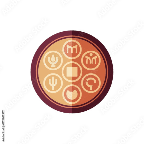 Zodiac signs on circular plate vector illustration with refined detail and versatile visual appeal, ideal for product pages, manuals, tutorials,