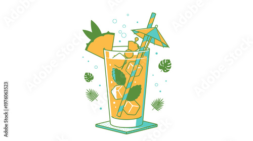 Refreshing Summer Orange Drink Glass.