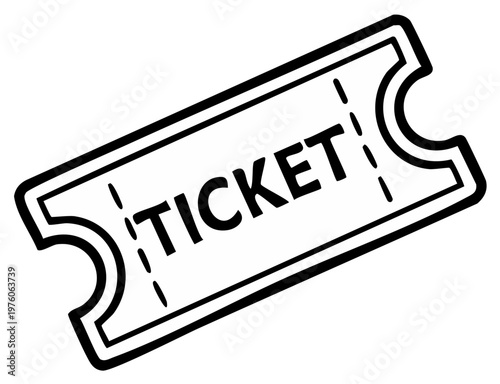 Simple Outlined Admission Ticket Graphic Isolated for Event Entry or Raffle Drawing Participation