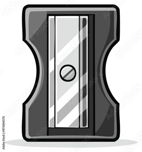 Gray Pencil Sharpener Illustration for Art Supplies and School Tools in Stationery