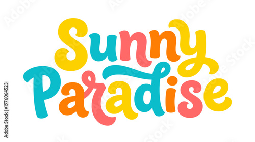 Sunny Paradise Colorful Text Logo.