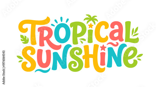 Tropical Sunshine Colorful Text Logo.
