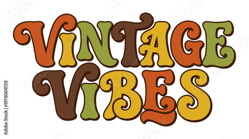 Vintage Vibes Colorful Text Logo.