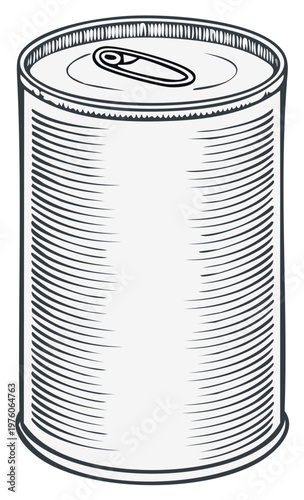 Vintage Tin Can Illustration with Pull Tab Ready for Opening