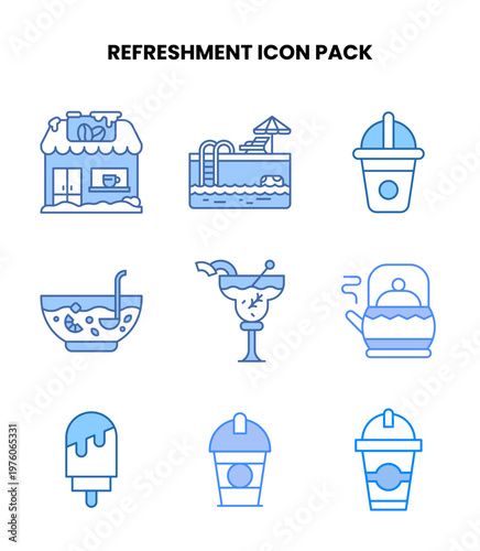 Refreshment Blue Collection Icons Pack