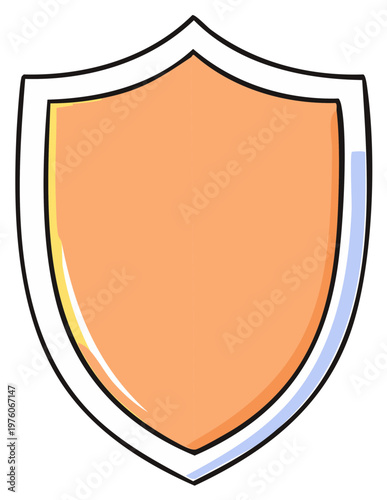 Free Download Stylized orange shield illustration depicting security protection and safety concept icon - GFXLoad