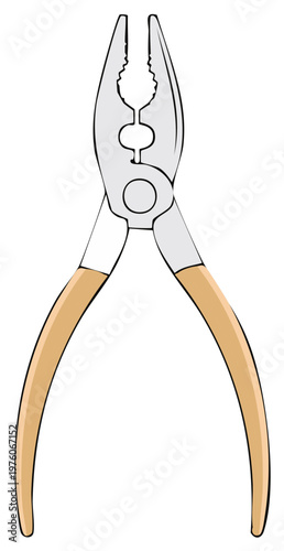 Illustration of Pliers with Light Brown Handles for Gripping and Cutting