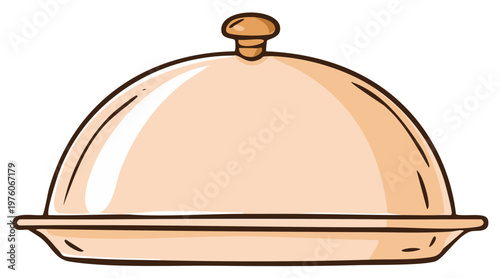 Illustration of a serving dome or cloche for presenting gourmet dishes, highlighting presentation and anticipation of fine dining