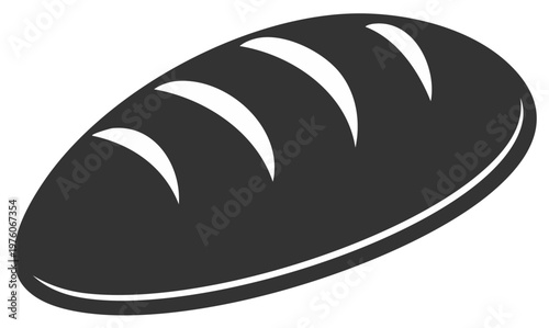 Classic baked bread loaf silhouette with decorative scoring minimalist food icon