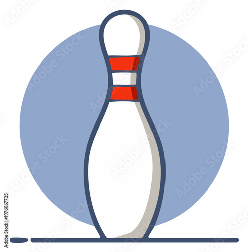 Simple line art illustration of a bowling pin with red stripes for sports games and recreation