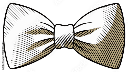 Elegant Bow Tie Engraving Illustration for Formal Attire and Design Elements