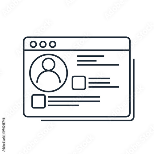 Information profile. Data about a person on a social network page.Vector linear icon illustration isolated on white background.