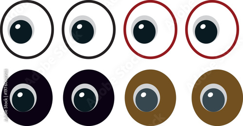 ১. Big eyes shocking stare emoji, professional vector illustration of a surprised face icon with wide open eyes.