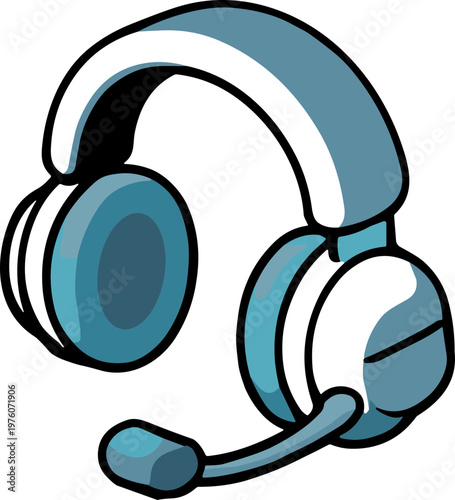 Stylized headset illustration for modern communication and technology