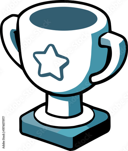 Stylized trophy illustration with a star for recognition and achievement