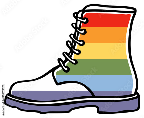 Rainbow Pride Lace Up Boot Illustration Symbolizing Diversity and Inclusion