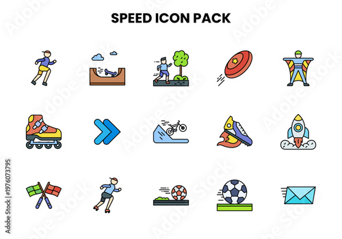 Speed Lineal Color Design Icons Pack