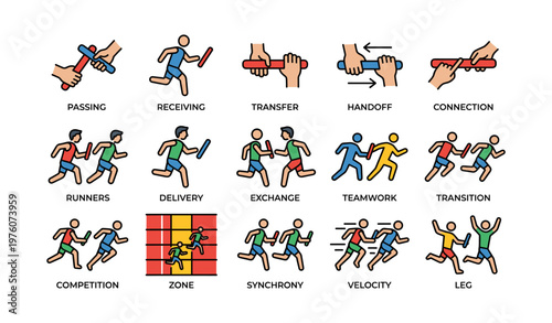 Relay race concepts: passing, receiving, and teamwork in sports
