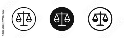 Justice Balance Scale in Circle Icon Set