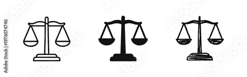 Classic Justice Balance Scale Icon Set