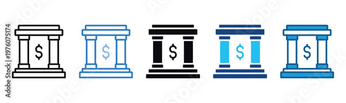 Bank Icon Set Multiple Style Of